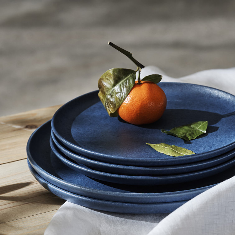 Blue Matte Ceramic 12-Piece Dinnerware Set, Service for 4