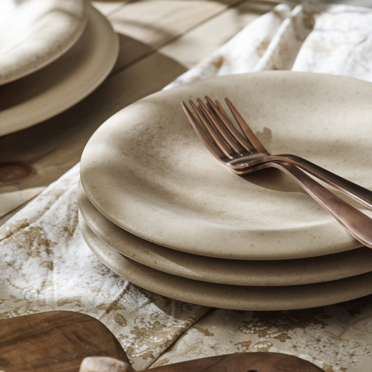 Cream Matte Ceramic 12-Piece Round Dinnerware Set