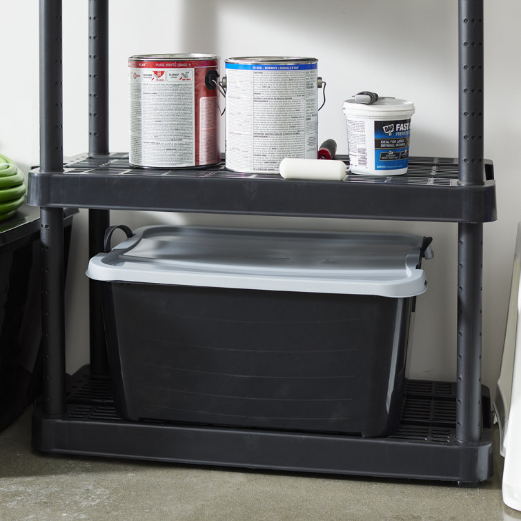 Life Story 55 Quart Black Stackable Lidded Storage Bins, Set of 6