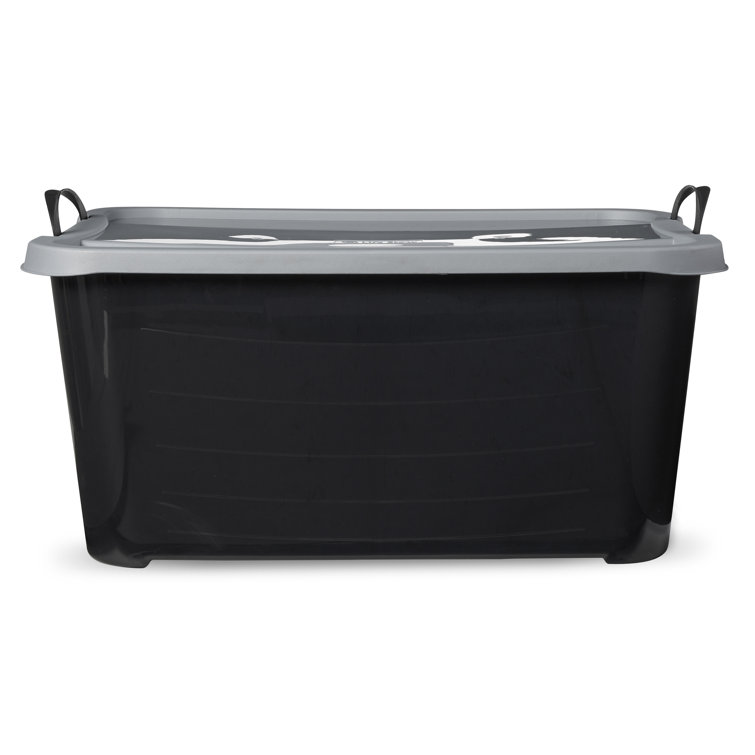 Life Story 55 Quart Black Stackable Lidded Storage Bins, Set of 6