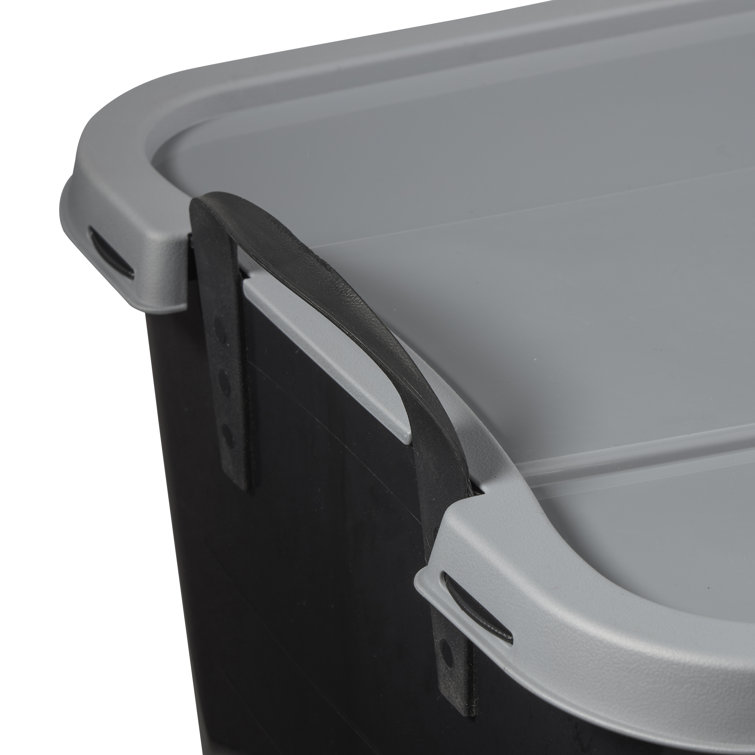Life Story 55 Quart Black Stackable Lidded Storage Bins, Set of 6