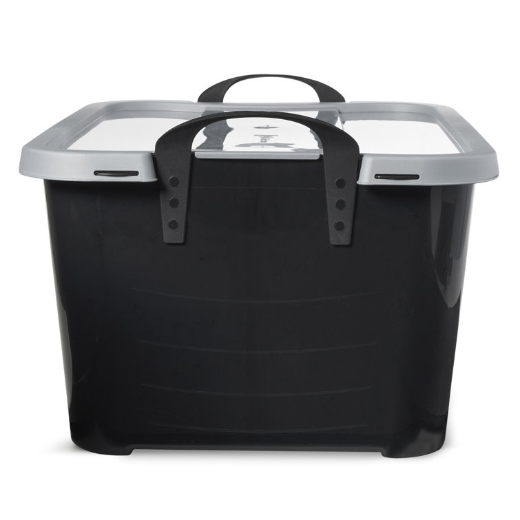 Life Story 55 Quart Black Stackable Lidded Storage Bins, Set of 6