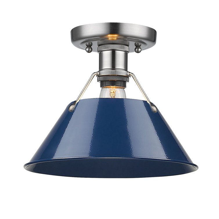 Mini Navy Blue and Pewter Indoor Flush Mount Light