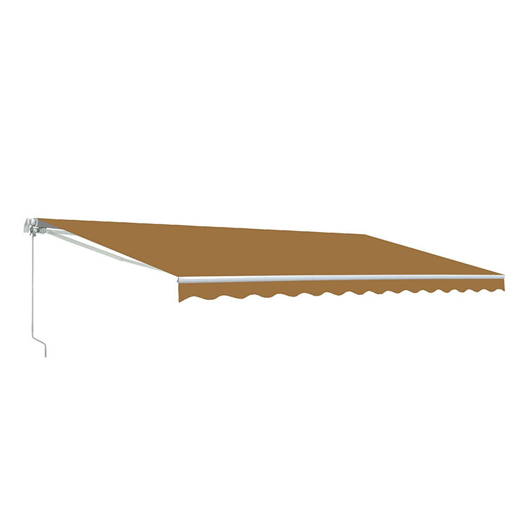 Burgundy Motorized Retractable Patio Awning with White Frame