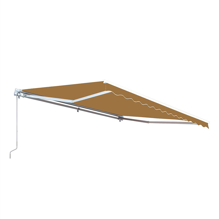 Burgundy Motorized Retractable Patio Awning with White Frame