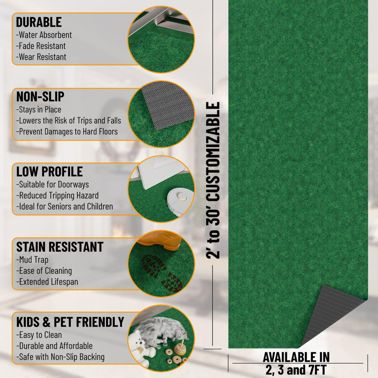 Green Non-Slip Rubberback Utility Entryway Mat
