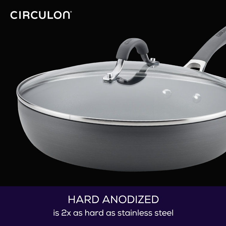 Circulon Radiance 12" Gray Aluminum Nonstick Deep Skillet with Lid