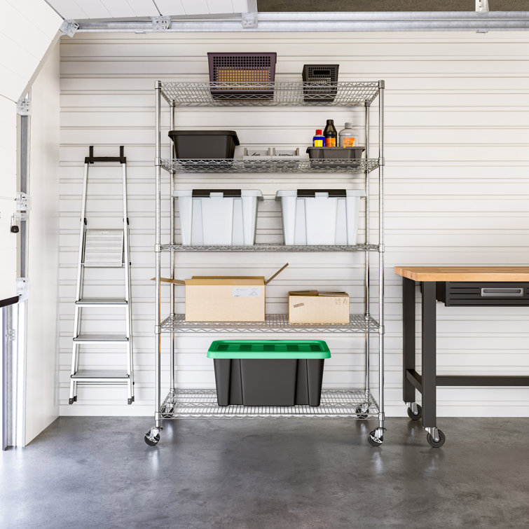 UltraDurable 5-Tier Chrome Steel Wire Shelving, 48" x 24" x 72"