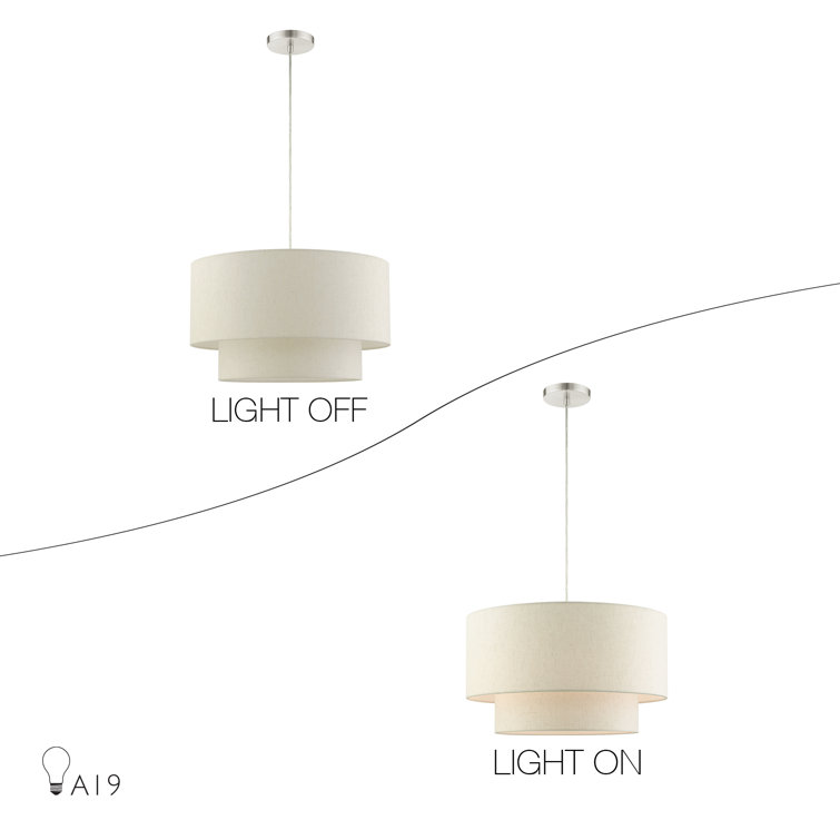 Contemporary Brushed Nickel 3-Light Indoor Drum Pendant