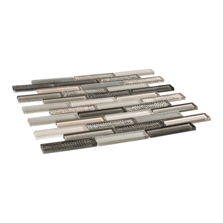 Rift Gray Glass Mosaic Outdoor Shower Tile Sheet