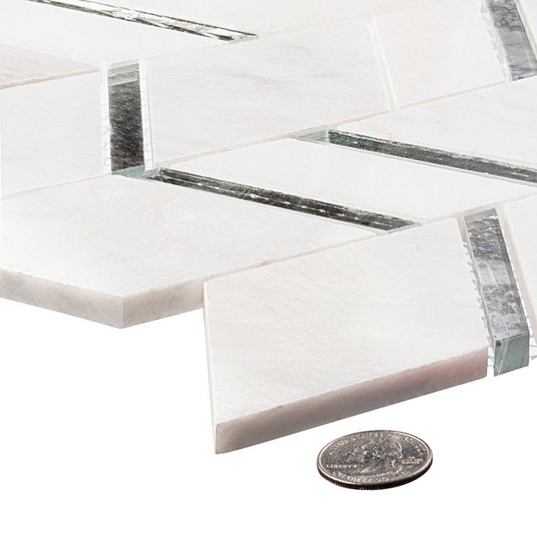 Casia Polished White Marble Chevron Mosaic Wall Tile
