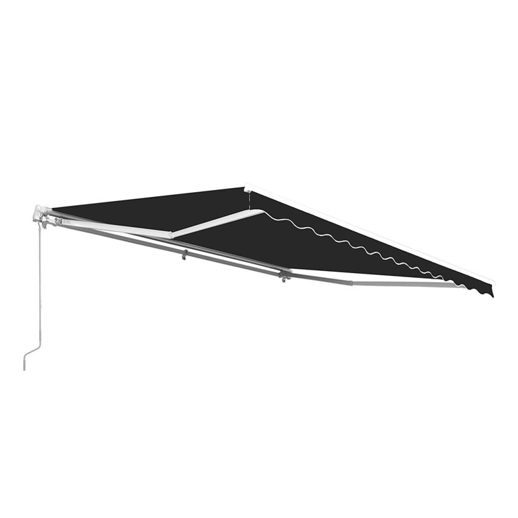 Gray Motorized Retractable Patio Awning with White Frame, 20' x 10'
