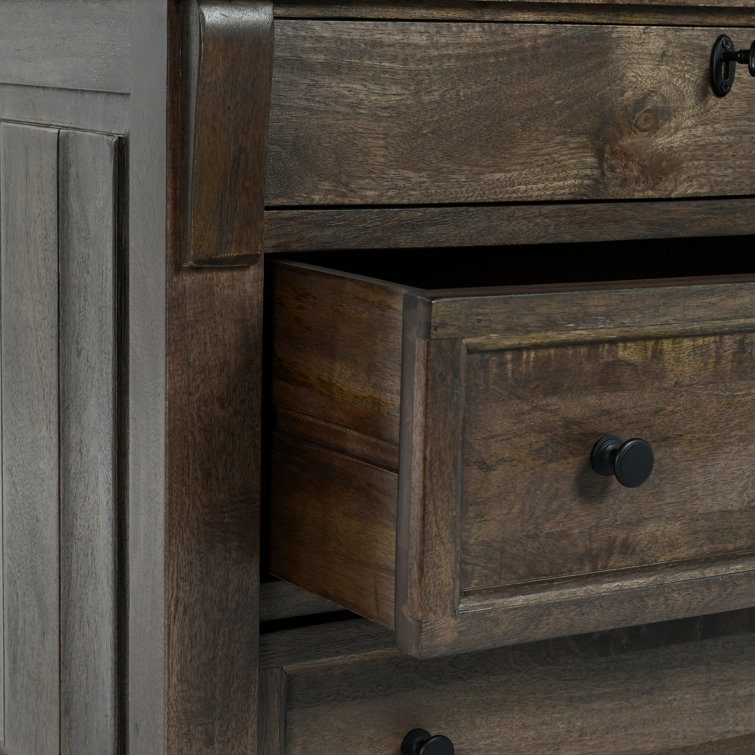Cocoa Brown Mango Wood 3-Drawer Nightstand with Beveled Edge