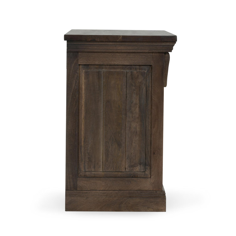 Cocoa Brown Mango Wood 3-Drawer Nightstand with Beveled Edge