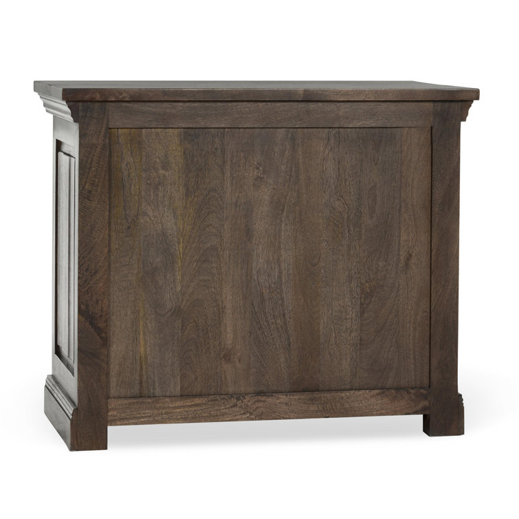 Cocoa Brown Mango Wood 3-Drawer Nightstand with Beveled Edge