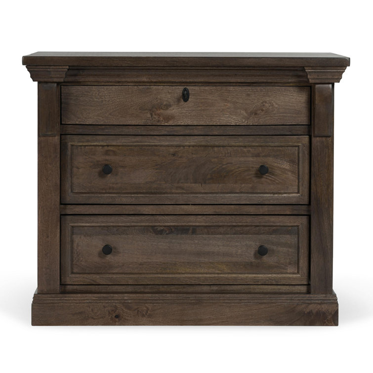 Cocoa Brown Mango Wood 3-Drawer Nightstand with Beveled Edge