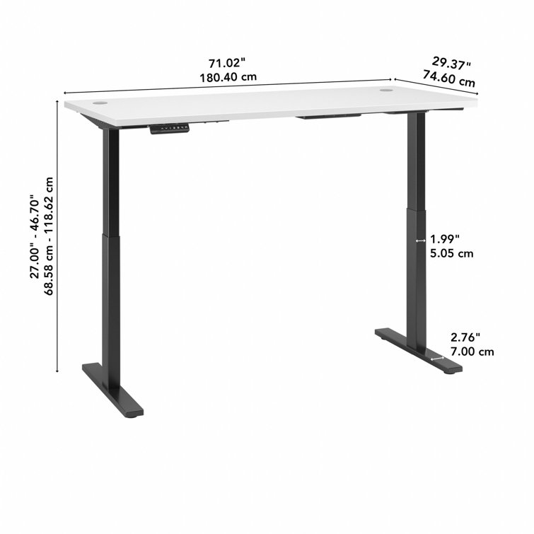 Elevate 72'' White/Black Electric Height Adjustable Standing Desk