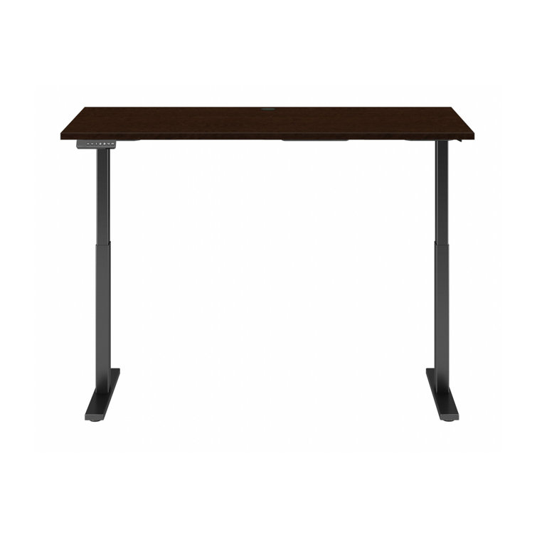 Move 60 Adjustable Height 59" Mocha Cherry & Black Standing Desk with Filing Cabinet