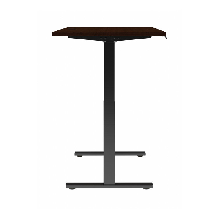 Move 60 Adjustable Height 59" Mocha Cherry & Black Standing Desk with Filing Cabinet
