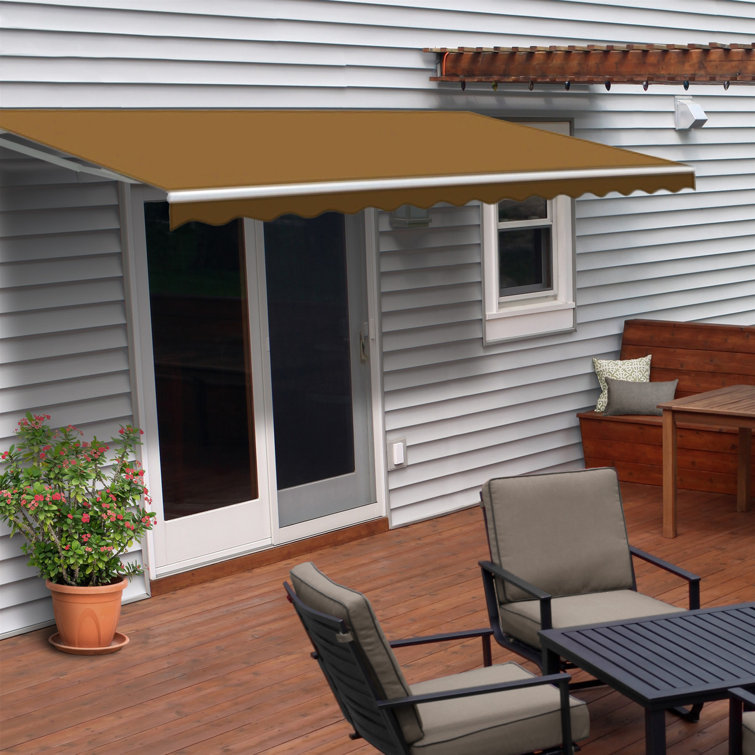 Burgundy Motorized Retractable Patio Awning with White Frame