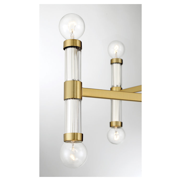 Kingsburg 12-Light Adjustable Brass Chandelier with Glass Candle Sleeves