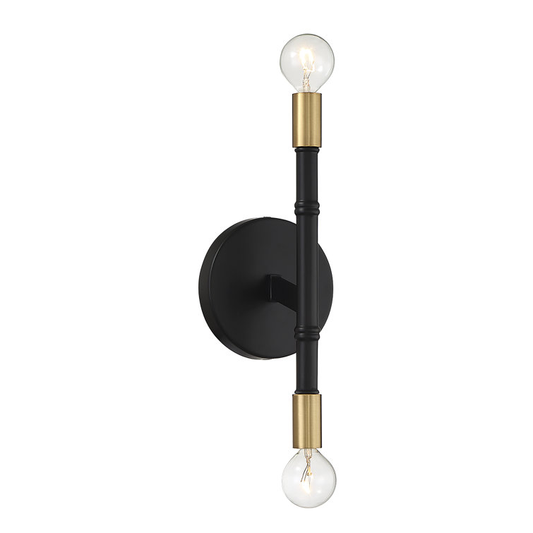 Matte Black and Brass 2-Light Electric Wall Sconce