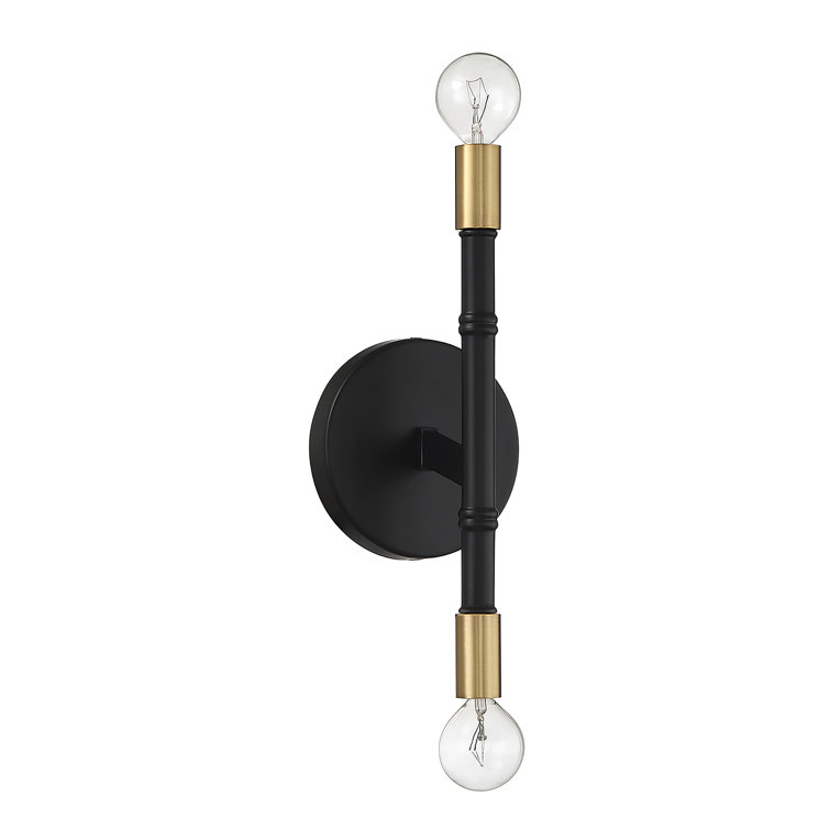 Matte Black and Brass 2-Light Electric Wall Sconce