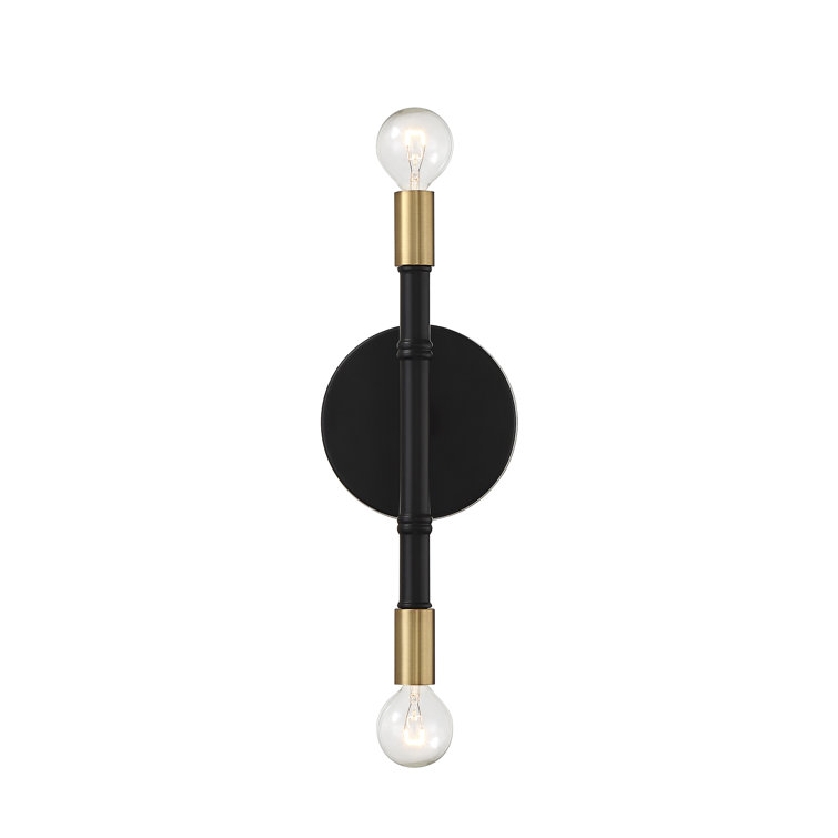 Matte Black and Brass 2-Light Electric Wall Sconce
