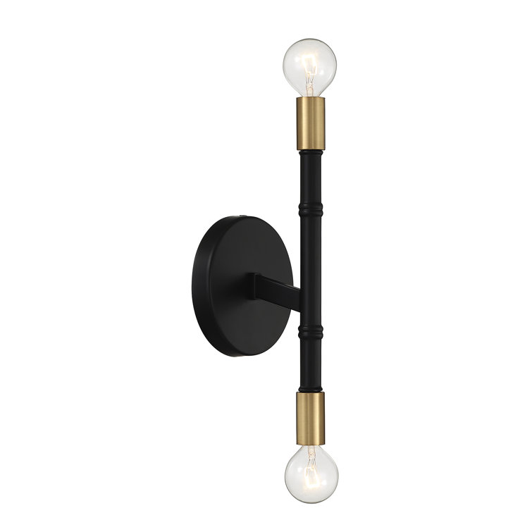 Matte Black and Brass 2-Light Electric Wall Sconce