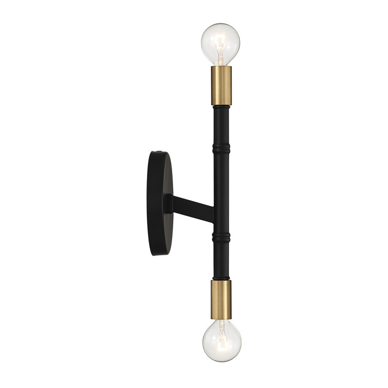Matte Black and Brass 2-Light Electric Wall Sconce