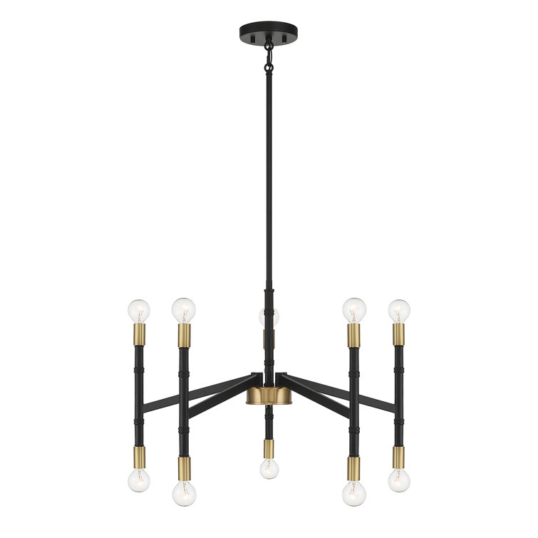 Rossi Matte Black and Brass 10-Light Chandelier