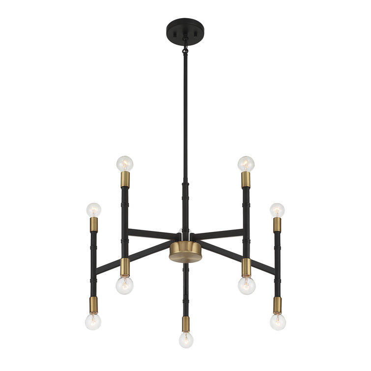 Rossi Matte Black and Brass 10-Light Chandelier