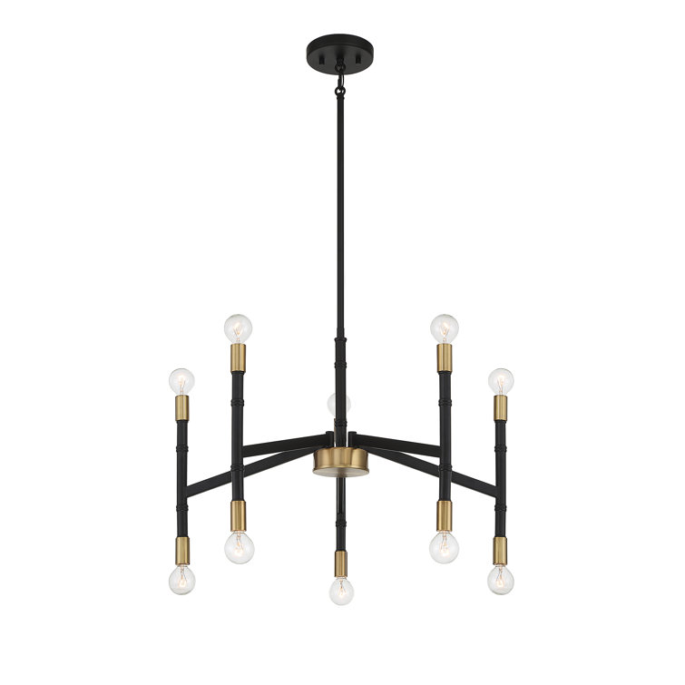 Rossi Matte Black and Brass 10-Light Chandelier