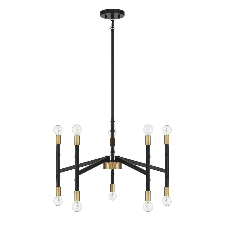 Rossi Matte Black and Brass 10-Light Chandelier