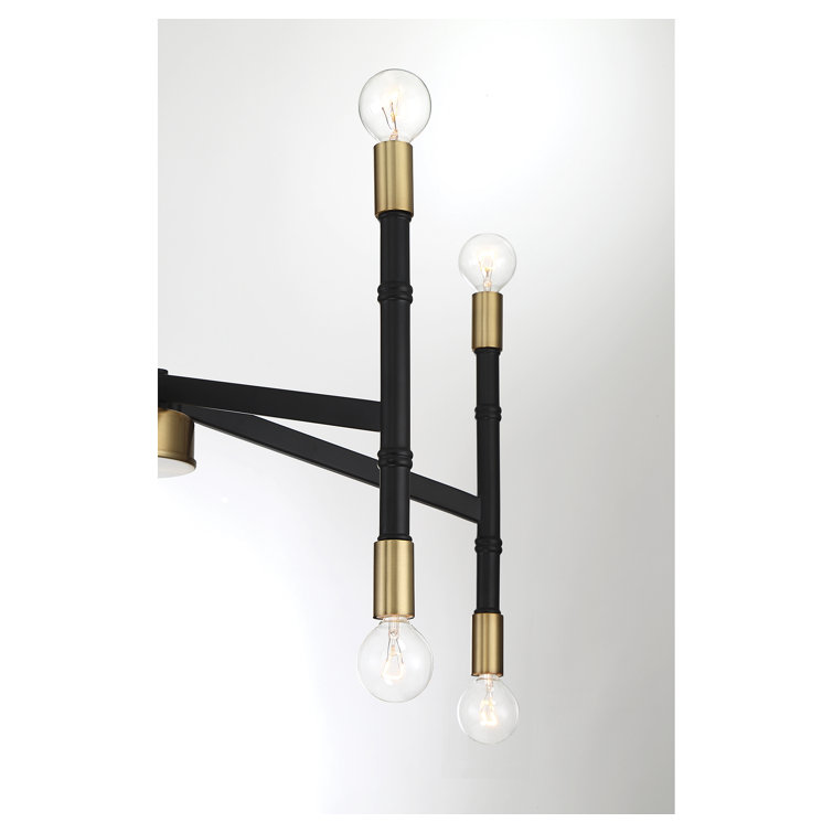 Rossi Matte Black and Brass 10-Light Chandelier
