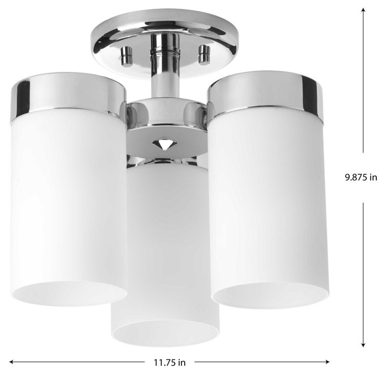 Polished Chrome 3-Light Glass Semi-Flush Mount
