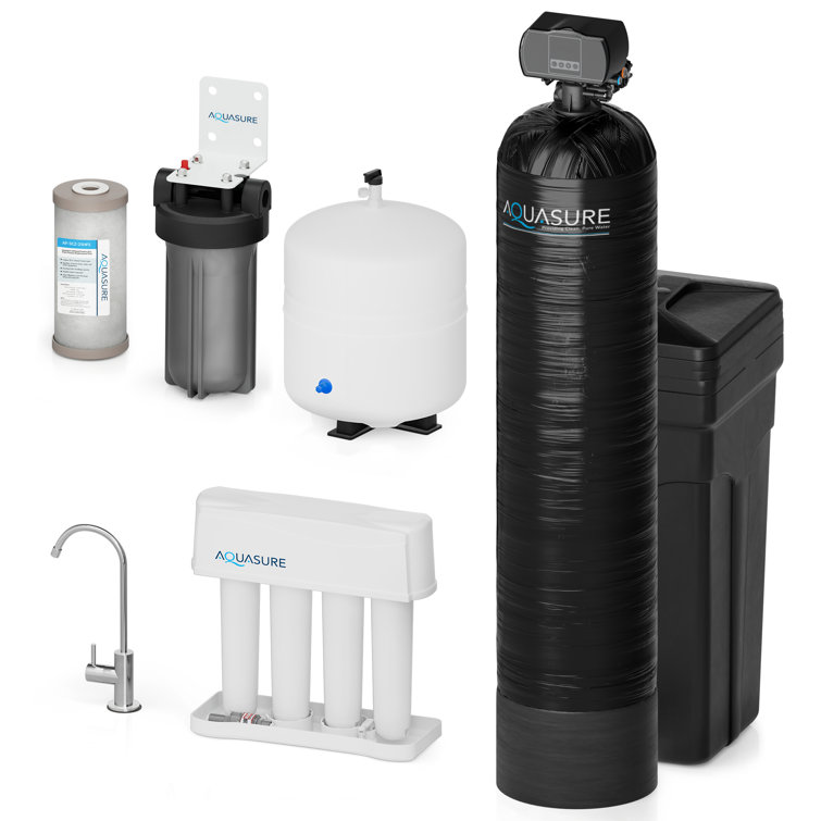 Aquasure 70,000 Grains Whole House Water Filtration Bundle with RO System