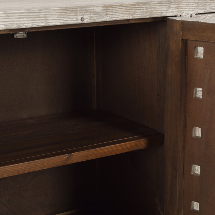 Cream Reclaimed Pine Wood Basket Weave Buffet Sideboard