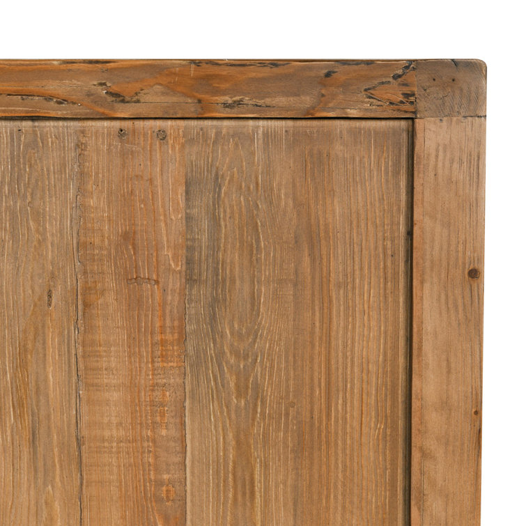 Brown Reclaimed Pine Wood Basket Weave Buffet Sideboard