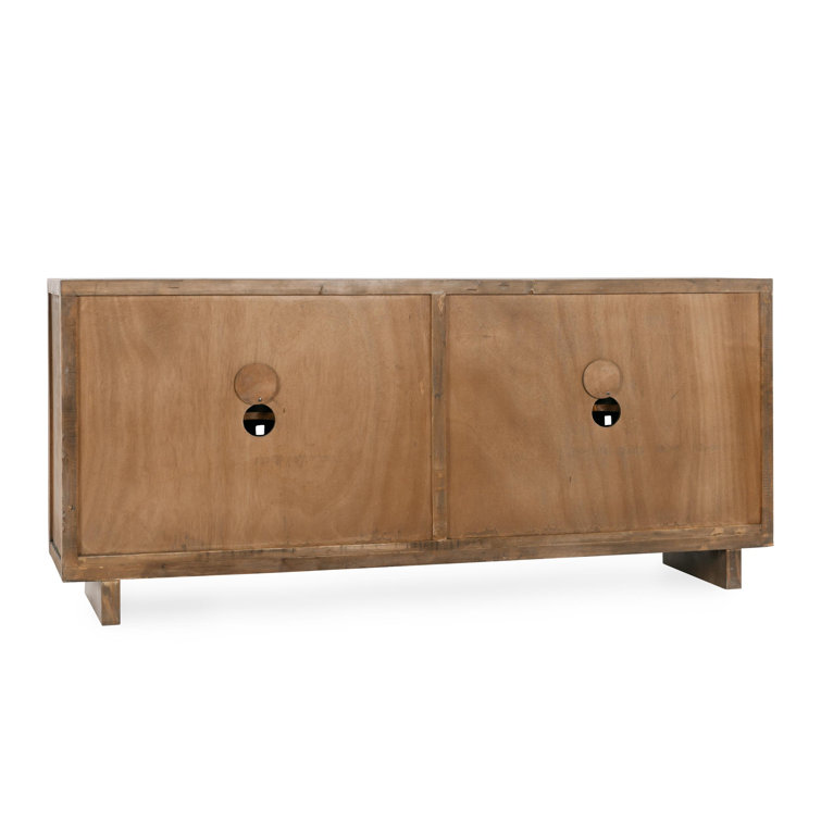 Brown Reclaimed Pine Wood Basket Weave Buffet Sideboard