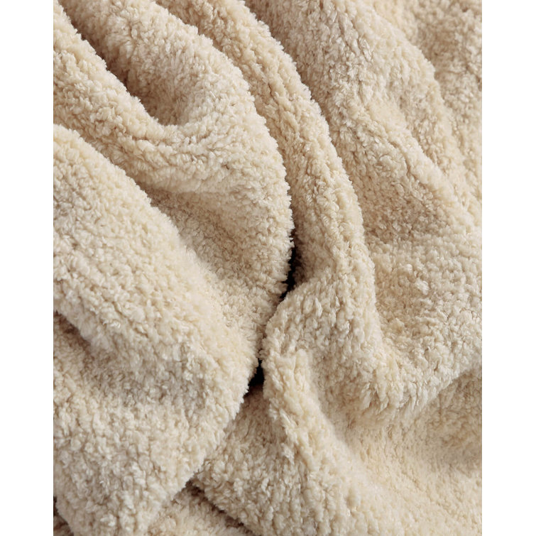Sahara Tan Knitted Machine Washable Reversible Throw Blanket