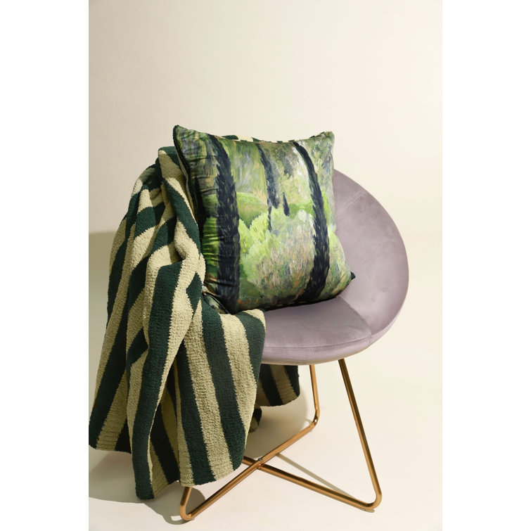Jardin Green and Beige Striped Square Throw Pillow 20" x 20"