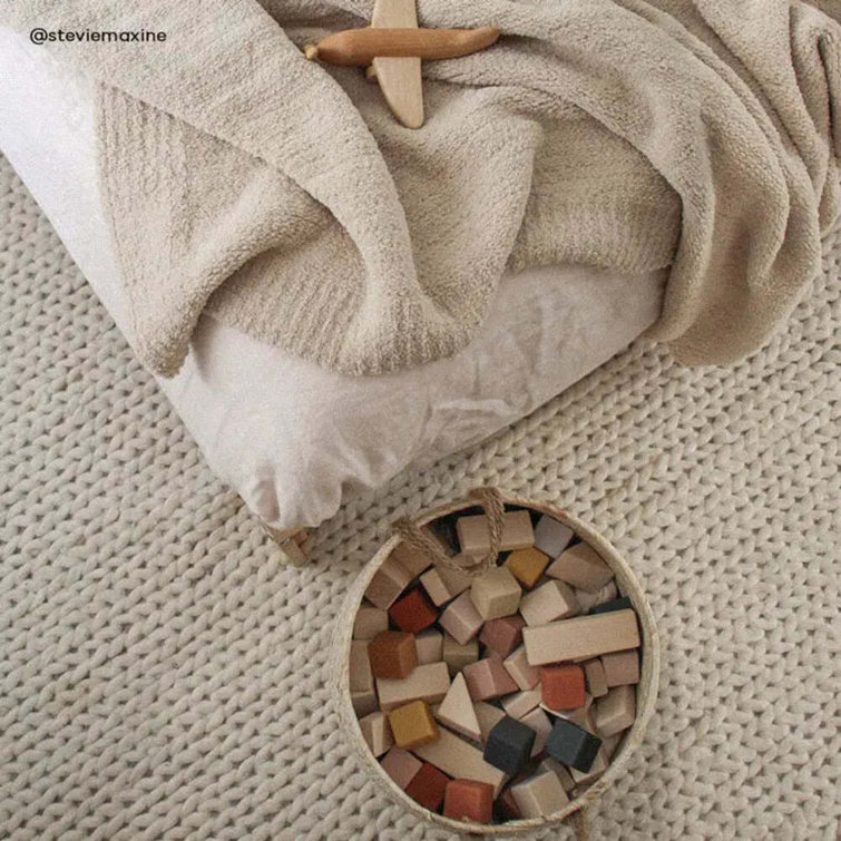 Sahara Tan Knitted Machine Washable Reversible Throw Blanket