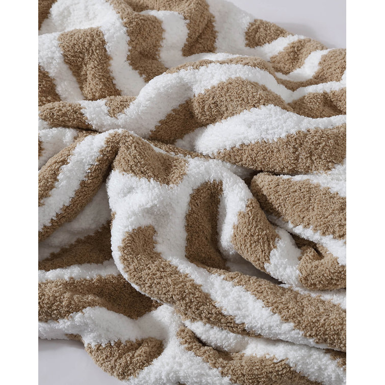 Biscotti Off-White Geometric Pattern Throw Blanket