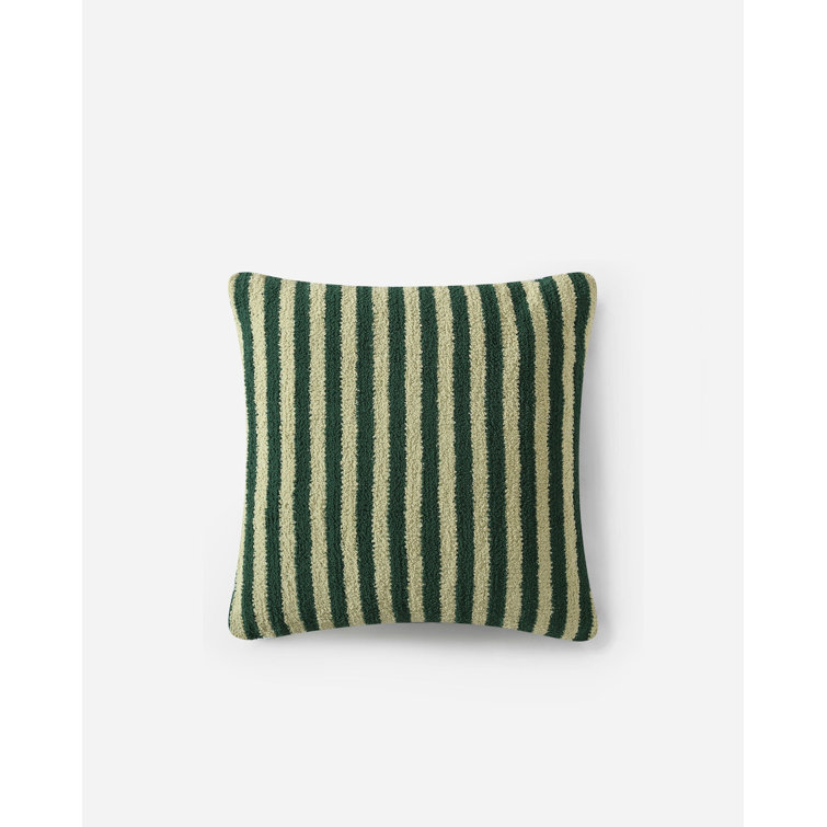 Jardin Green and Beige Striped Square Throw Pillow 20" x 20"