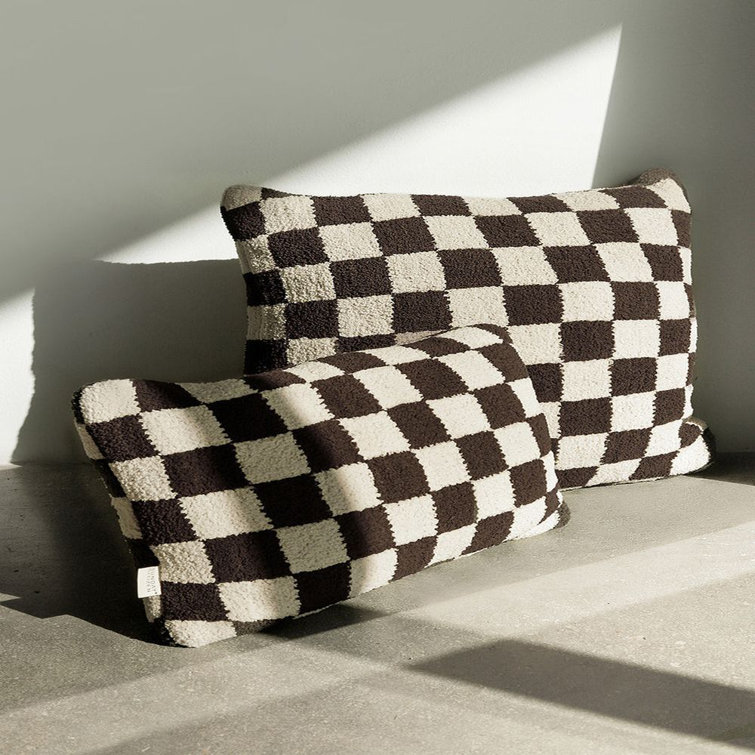 Pomegranate Rose Checkered 20" x 20" Throw Pillow