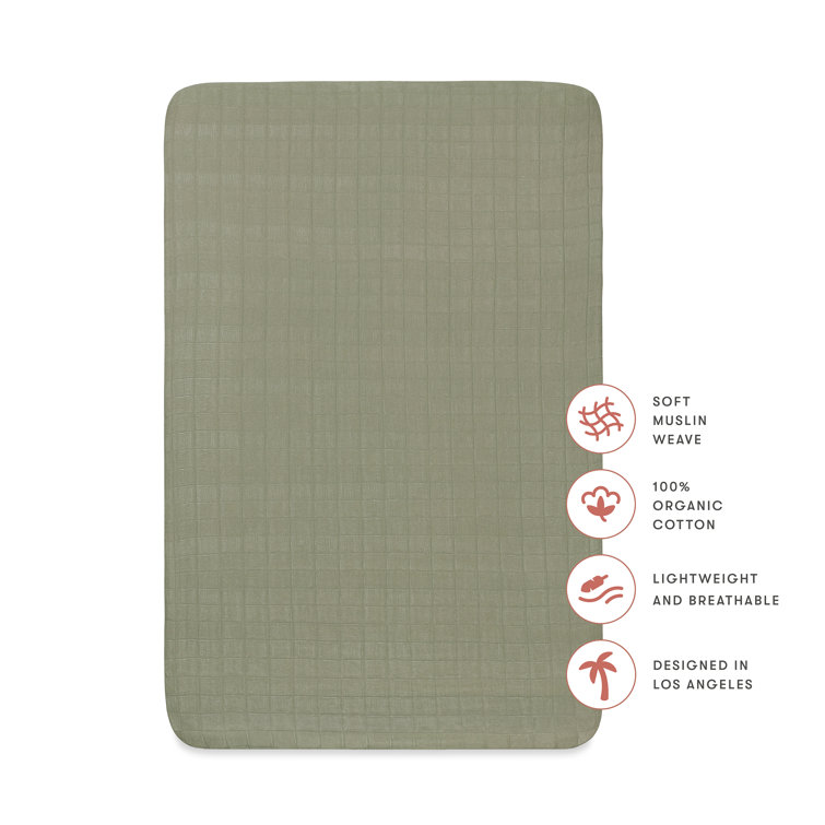 Matcha Green Organic Cotton Muslin Mini Crib Sheet
