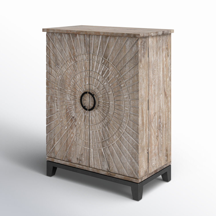 Vivienne Beige and Brown Mango Wood Bar Cabinet