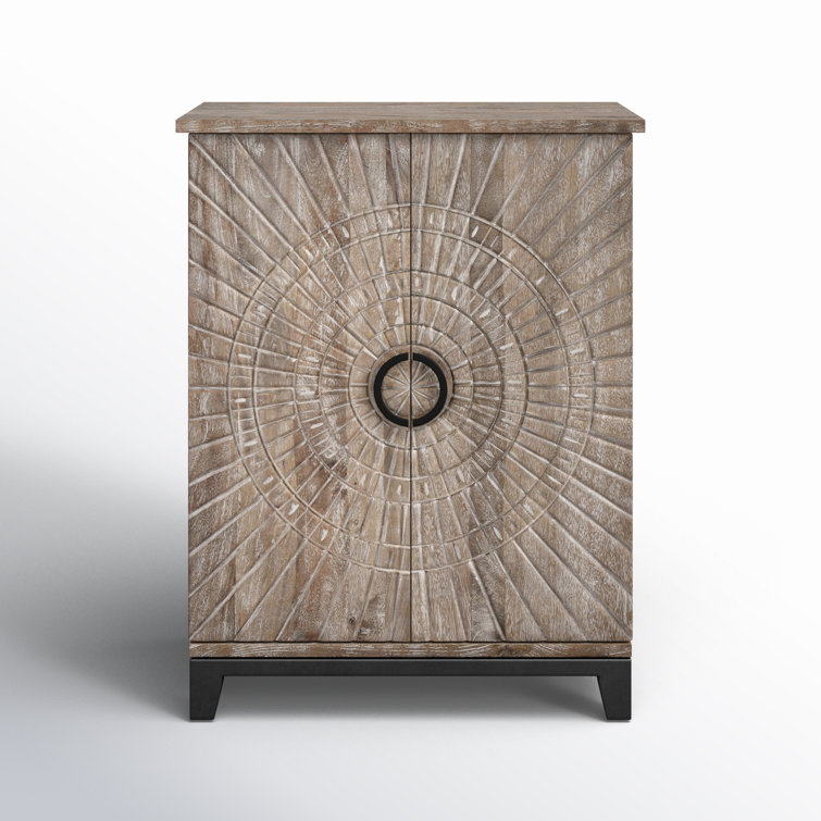 Vivienne Beige and Brown Mango Wood Bar Cabinet