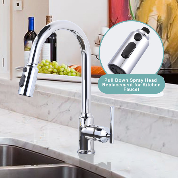 Polished Chrome Kitchen Faucet Spray Head with 9 Adapters